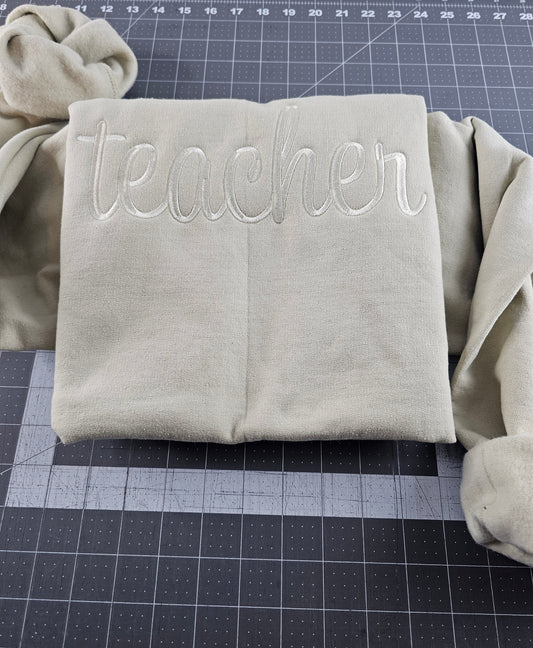 Embroidery- Teacher- Sand Sweatshirt