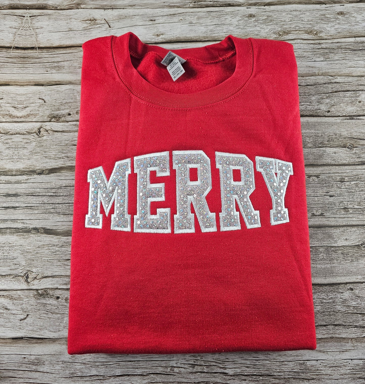 Merry Red Sweatshirt- Sequin Applique