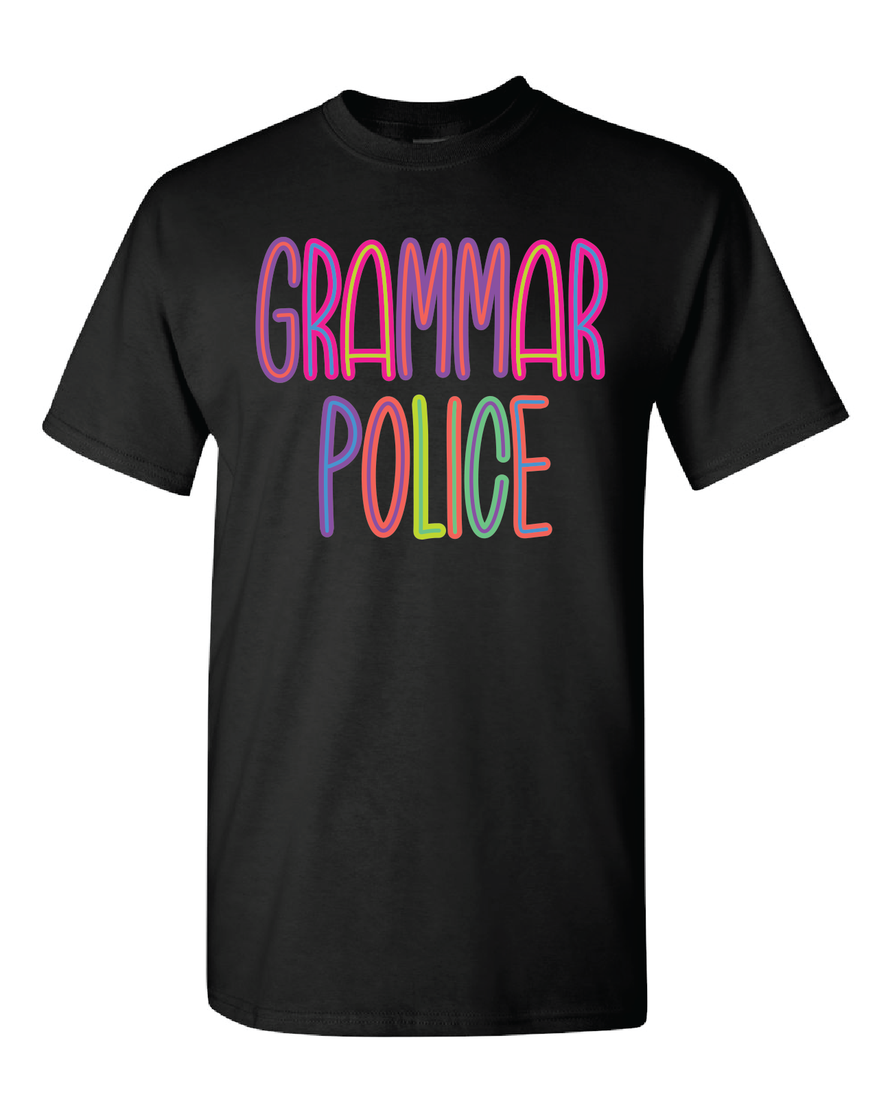 Bright Colors- Grammar Police- Black- Shirt