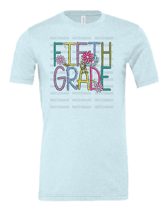 Skinny Flower Doodle- Bella- Heather Prism Ice Blue- Shirt