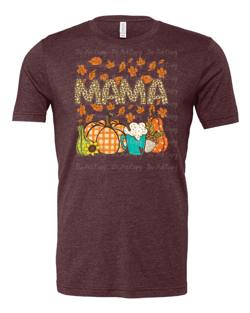 Fall- Fall Family Name Mama- Bella- Heather Maroon- Shirt