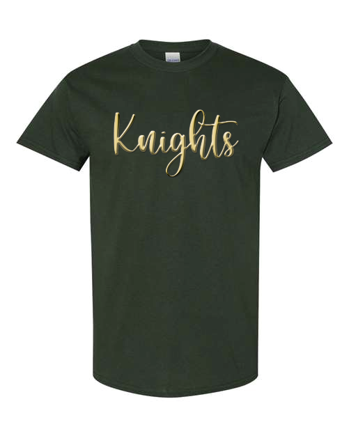 Gold Metallic Puff- Forest Green Shirt