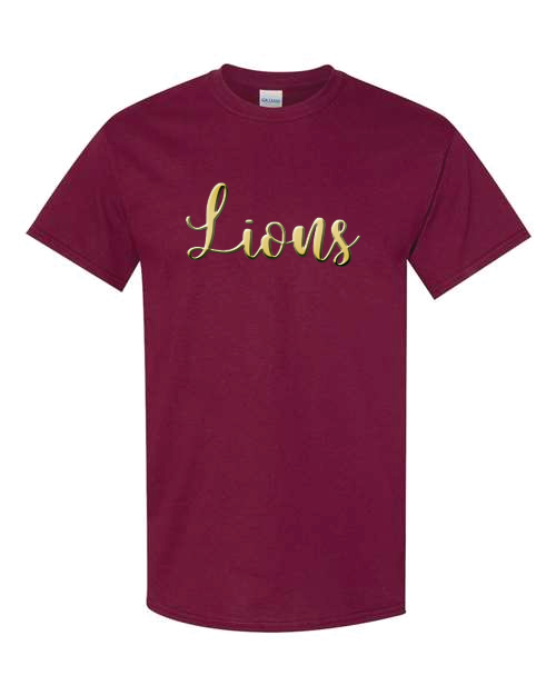 Gold Metallic Puff- Mascots/ School Name- Maroon- Shirt