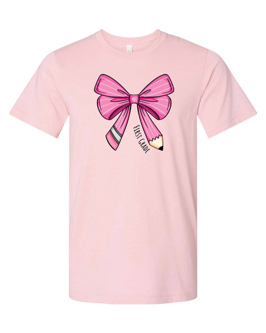 Pencil Bow- Bella- Heather Pink- Apparel