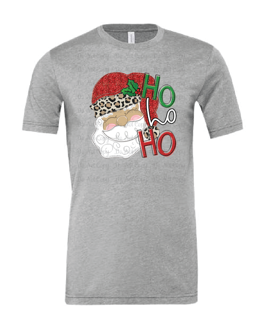 Christmas- Santa Ho Ho Ho - Bella- Athletic Heather- Shirt