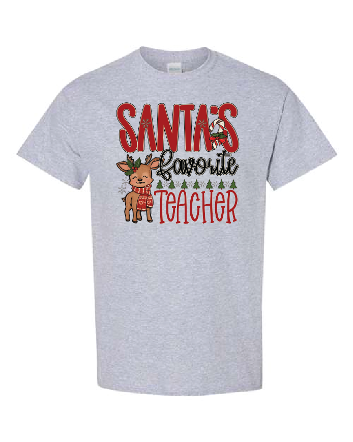 Santa's Favorite Teacher- Sports Grey