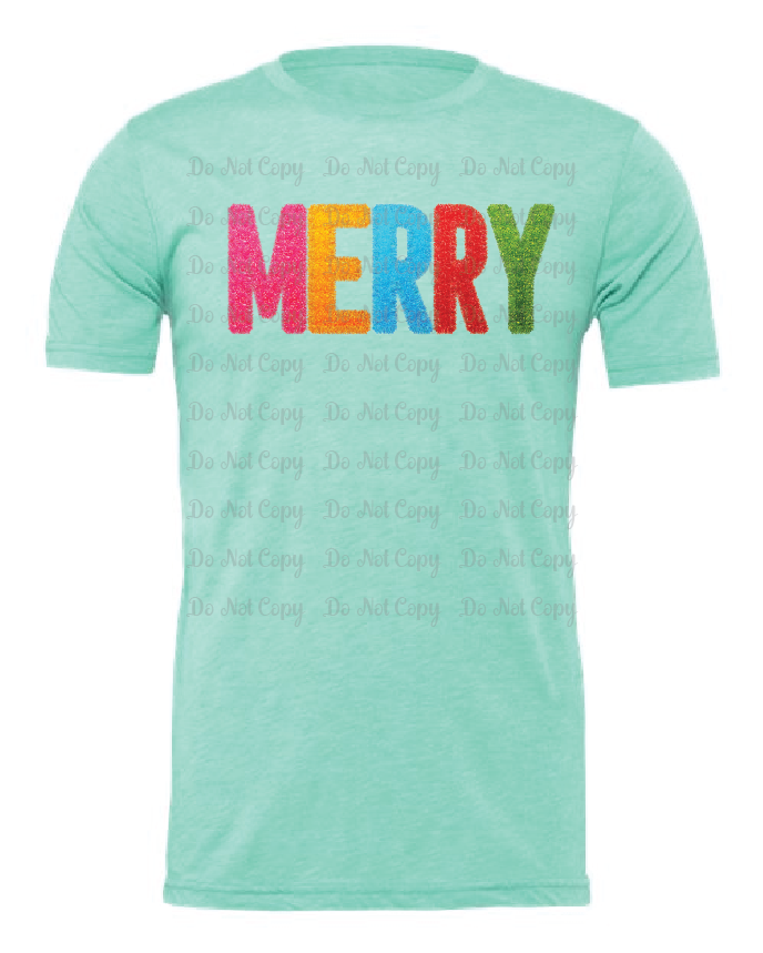 Christmas- Tinsel Merry- Bella- Heather Mint- Shirt