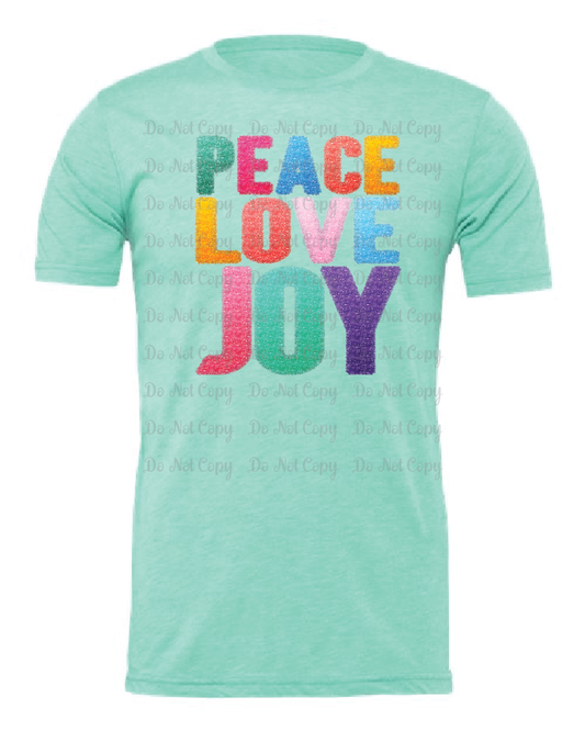 Christmas- Tinsel Peace Love Joy- Bella- Heather Mint- Shirt