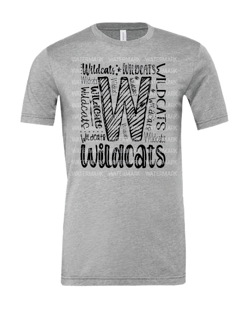 Repeated Words- Wildcats- Bella-Athletic Heather- Shirt